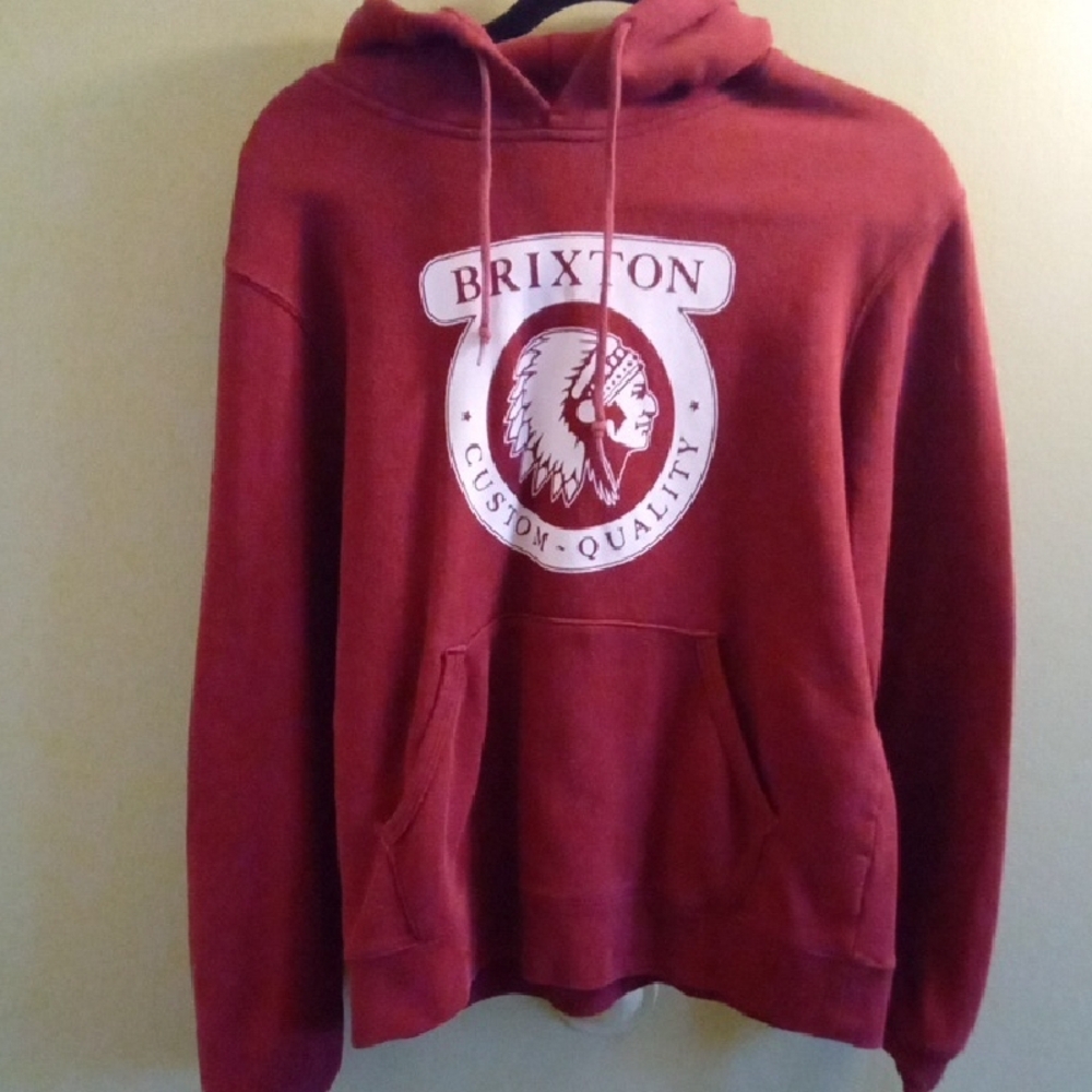 Mens S Brixton Red Hoodie Sweatshirt Classic Pullover Design